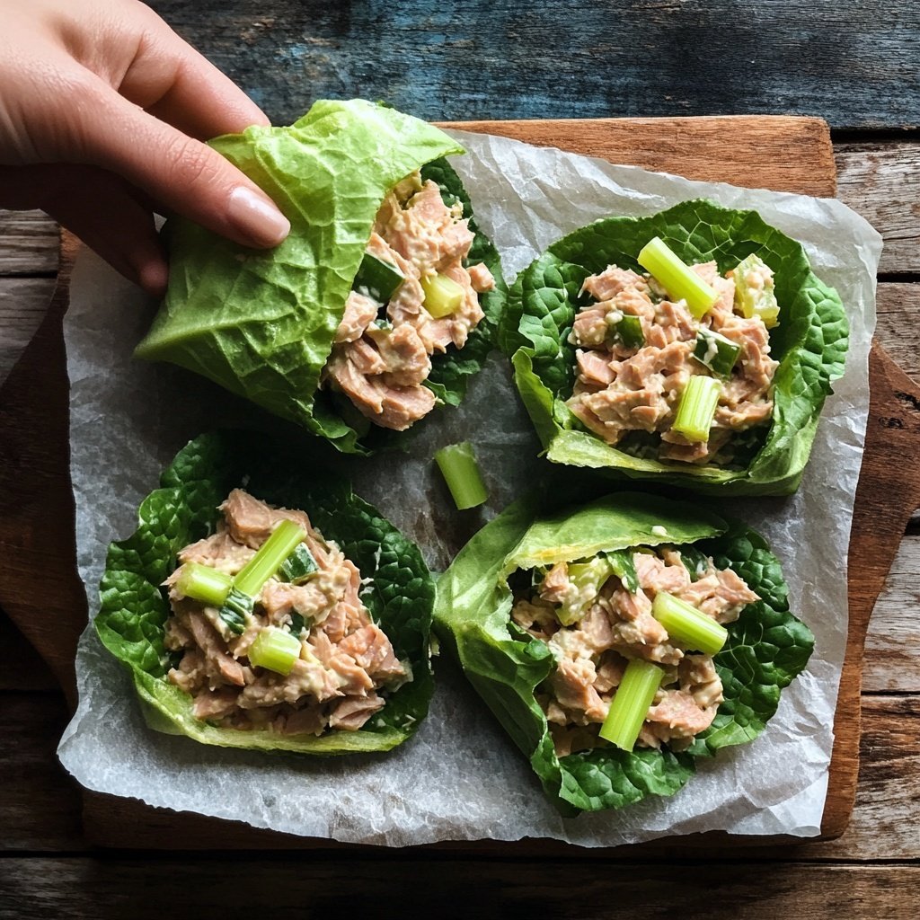 Simple Tuna Salad Lettuce Wrap Lunch
