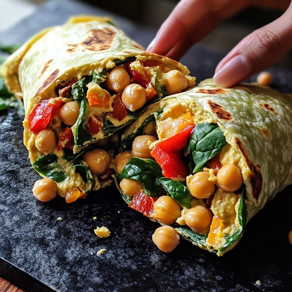 High-Protein Veggie Hummus Wrap Lunch