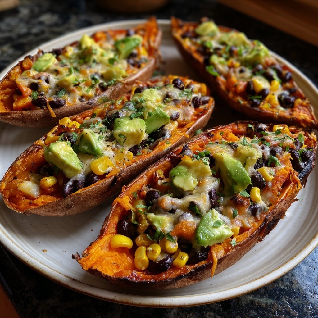 Baked Sweet Potato Veggie Boats