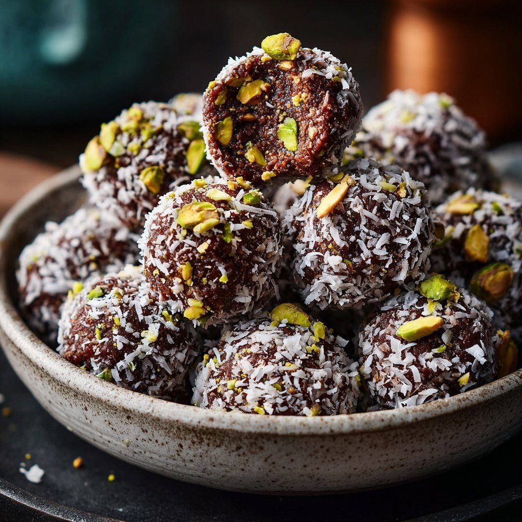 Chocolate Pistachio Coconut Bites