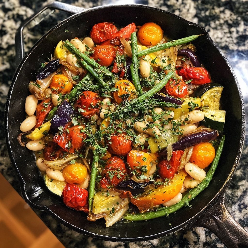 Roasted Veggie White Bean Skillet