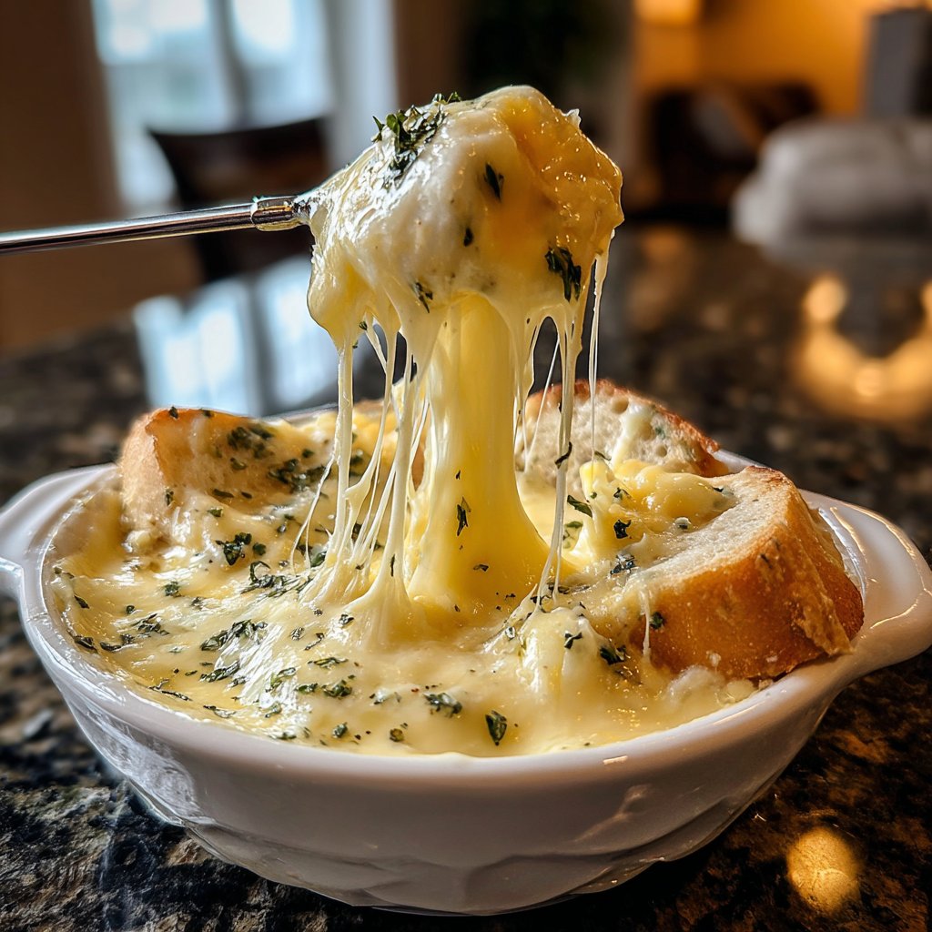Fondue with Swiss Cheese and Fresh Herbs