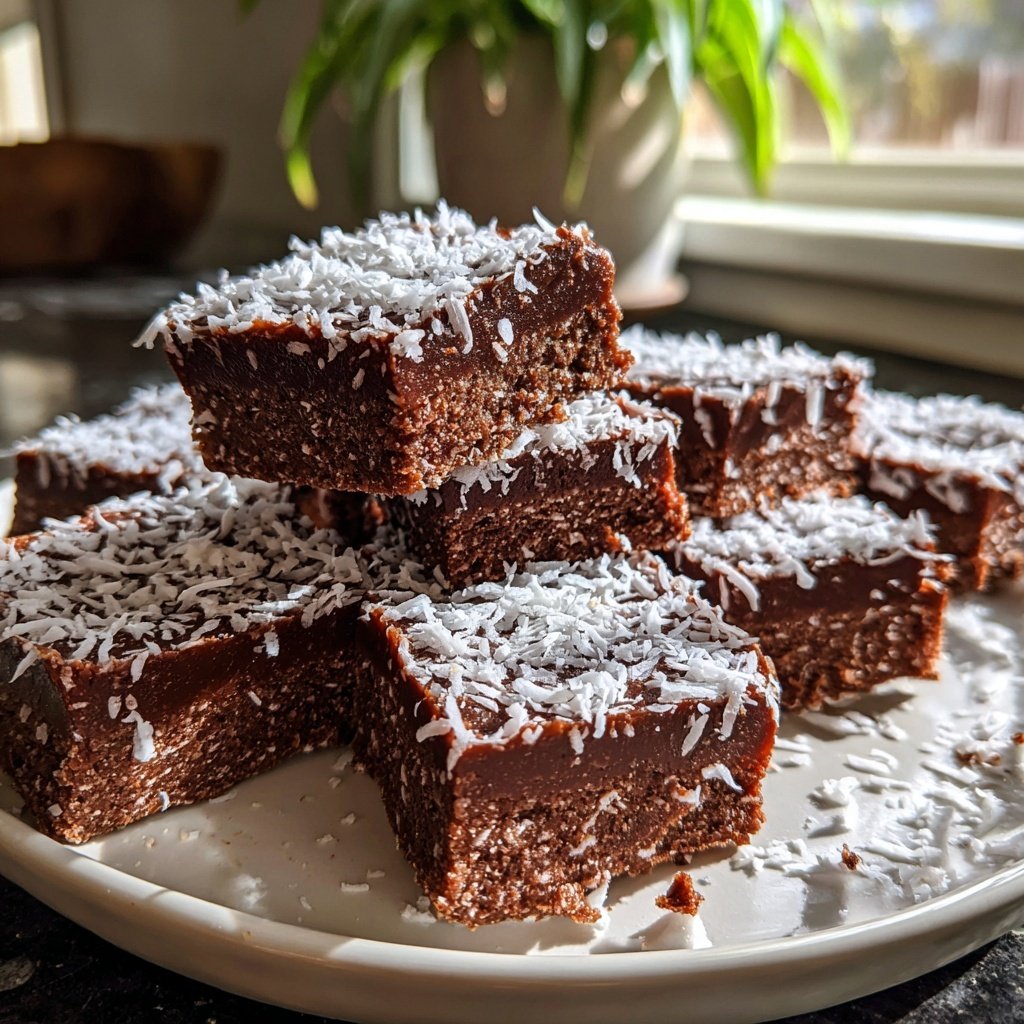 Chocolate Coconut Fudge Squares