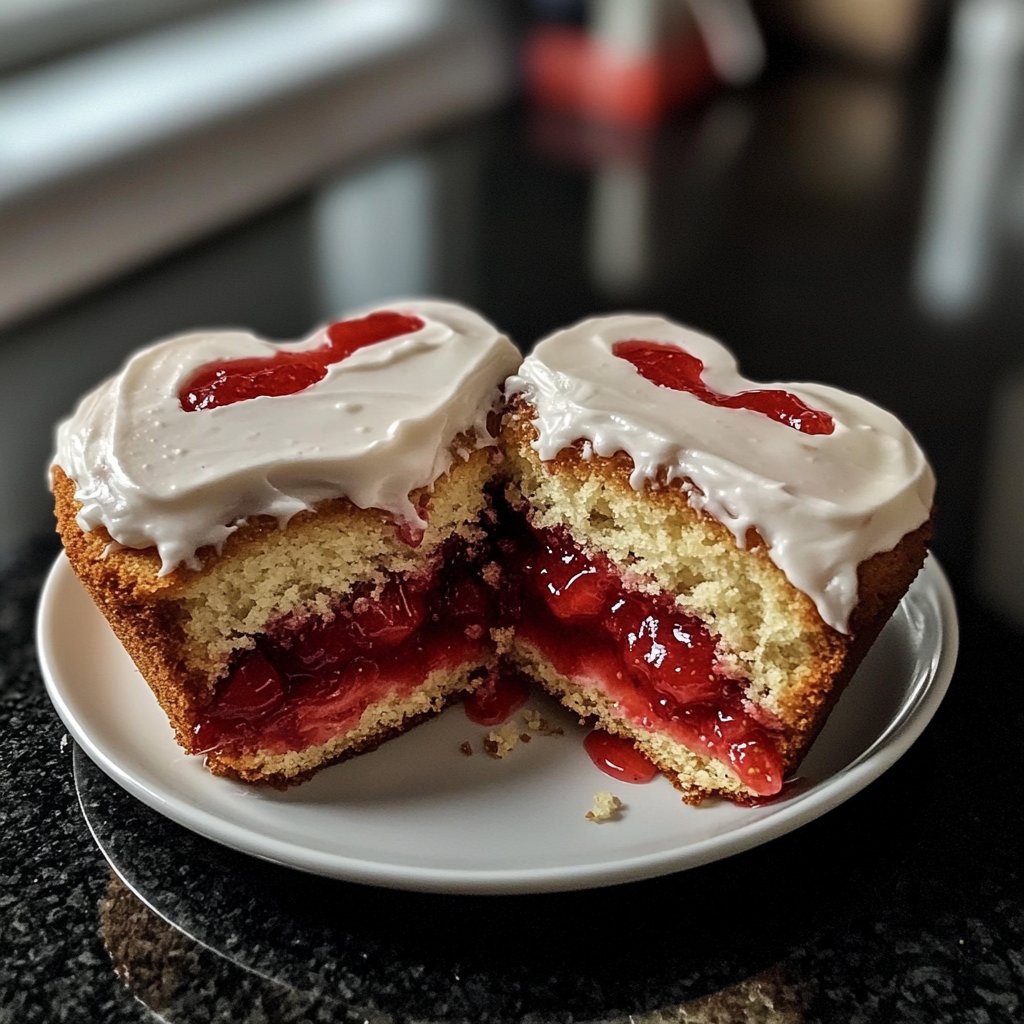 Mini Heart Cake with Strawberry Filling