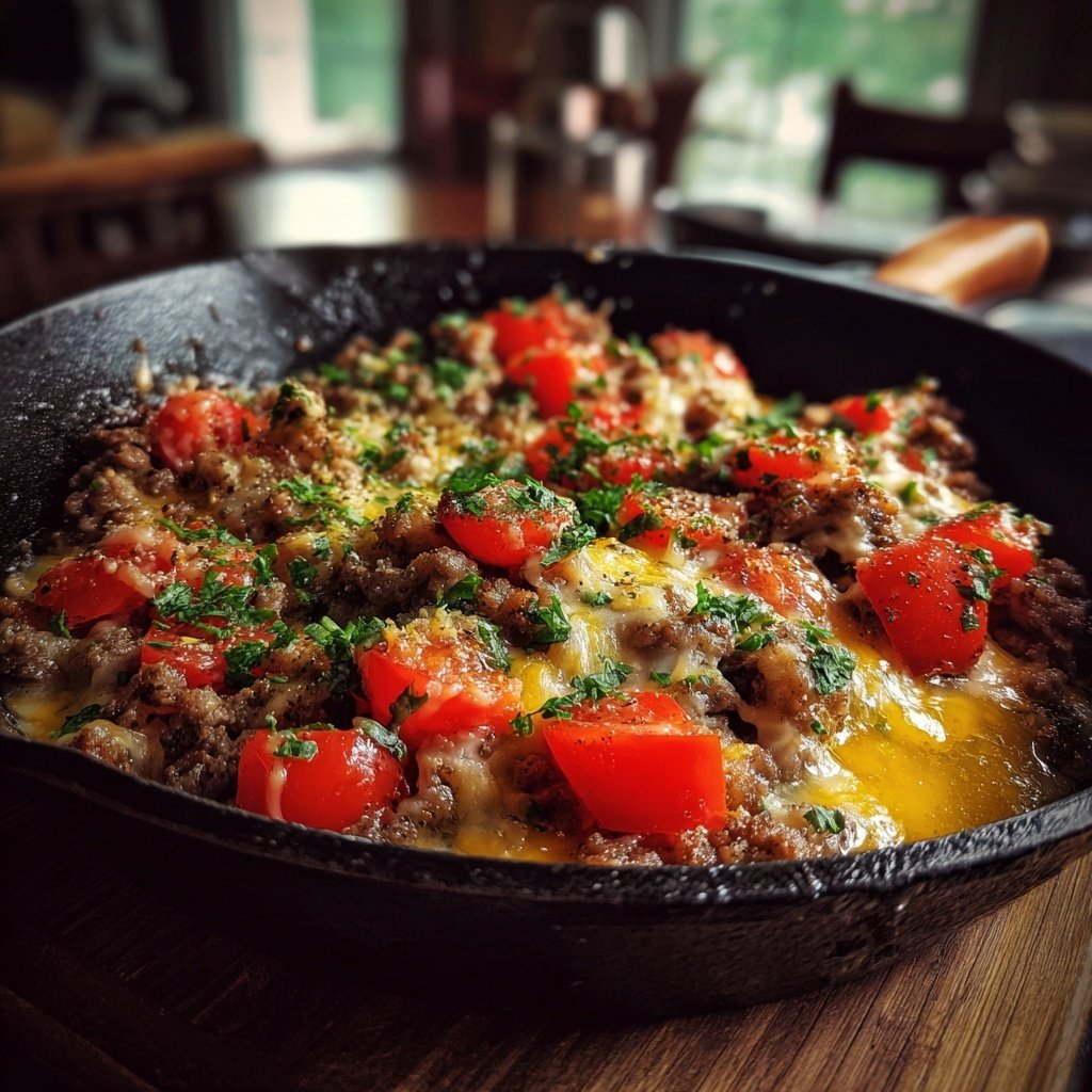 Hamburger Meat And Tomato Skillet