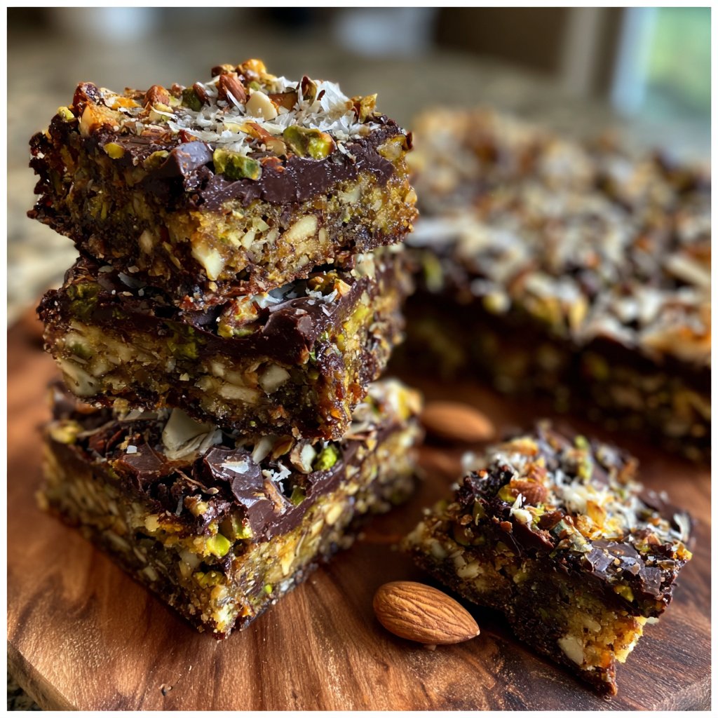 Chocolate Pistachio Almond Squares